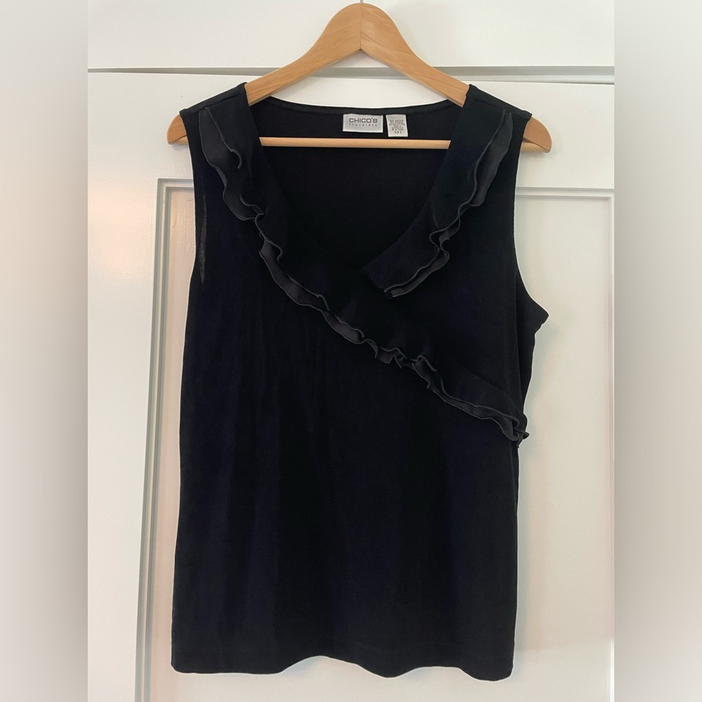 Chico’s Travelers Black Ruffled Tank - Chico’s size 2